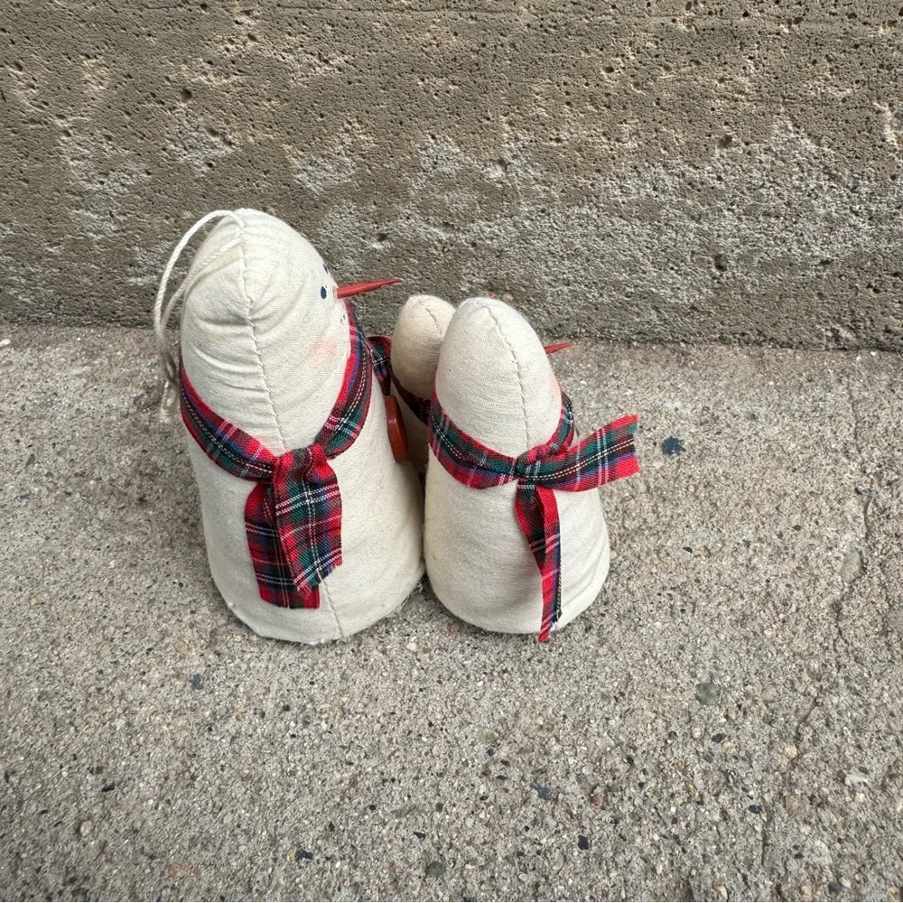 Three Snowman Plush Ornament Snowman Family Rustic Christmas Simple‎